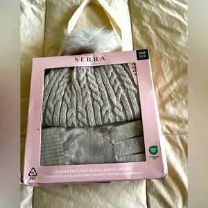 Serra Ladies Beige 3-Piece Hat, Glove, and Scarf Set